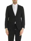 Karl Lagerfeld Dark Black Jacket With Leather Insert In Negro