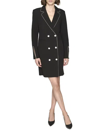 Karl Lagerfeld Rhinestone-trim Tuxedo Dress In Black