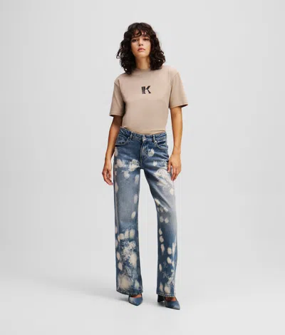 Karl Lagerfeld Bleached Mid-rise Relaxed Jeans