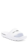 Karl Lagerfeld Block Logo Slide Sandal In White