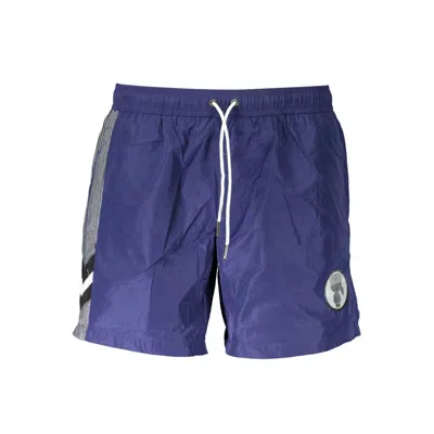 Karl Lagerfeld Logo-patch Striped Swim Shorts In Blue