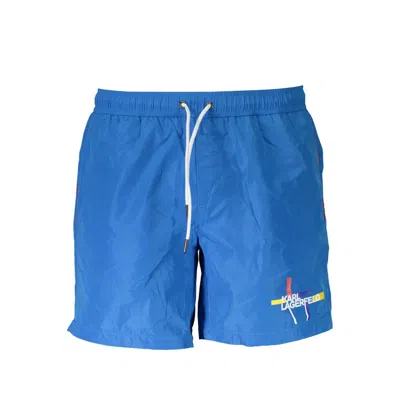 Karl Lagerfeld Logo-print Drawstring-fastening Swim Shorts In Blue