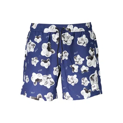 Karl Lagerfeld Floral-print Swim Shorts In Blue