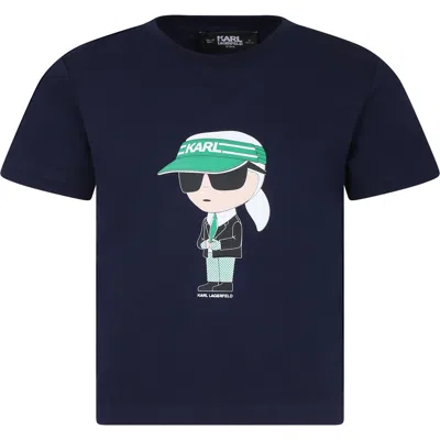 Karl Lagerfeld Blue T-shirt For Kids With Karl