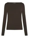 Karl Lagerfeld Boat-neck Long-sleeve T-shirt In Black