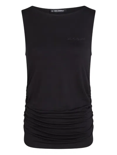 Karl Lagerfeld Boat-neck Tank Top In Black