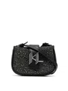 Karl Lagerfeld Denim Rhinestone Bag In Grey
