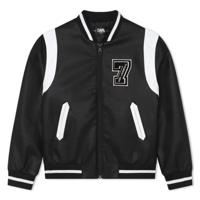 Karl Lagerfeld Kids' Logo-appliqué Panelled Bomber Jacket In Black