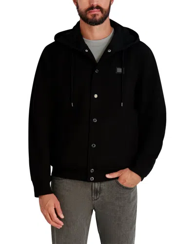 Karl Lagerfeld Paris Hooded Bomber Jacket In Black