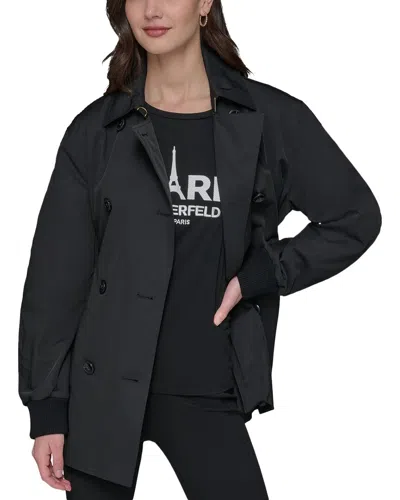 Karl Lagerfeld Bomber Sleeve Trench Coat