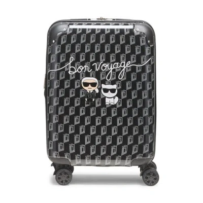 Karl Lagerfeld Bon Voyage 21" Upright Carry On In Black/grey