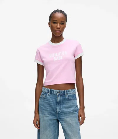 Karl Lagerfeld Bonjour Babe T-shirt In Pink