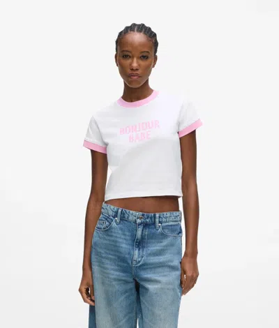 Karl Lagerfeld Bonjour Babe T-shirt In White