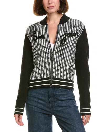 Karl Lagerfeld Bonjour Knit Wool-blend Bomber Jacket In Multi