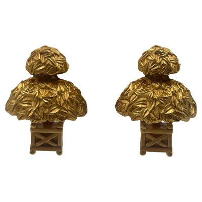 Pre-owned Karl Lagerfeld Bonzaï Gold-toned Clip-on Earrings In Multi