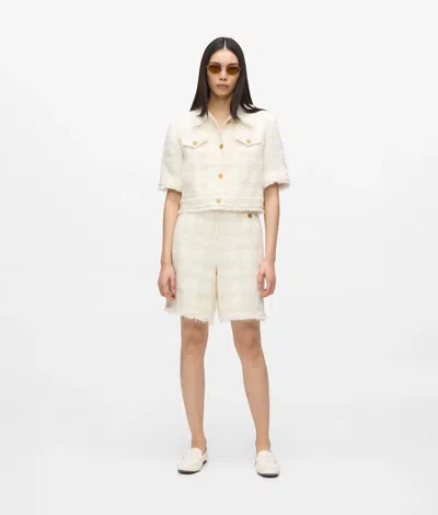 Karl Lagerfeld Bouclé Bermuda Shorts In Neutral