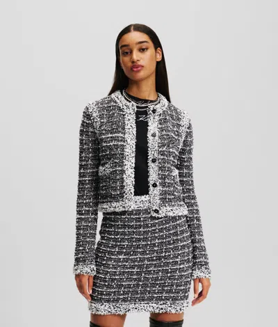 Karl Lagerfeld Bouclé Cardigan In Multi