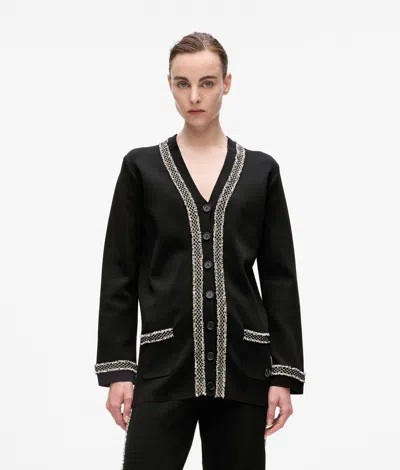 Karl Lagerfeld Bouclé Detail Cardigan