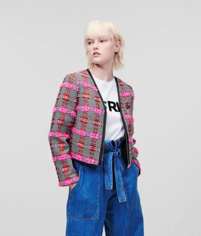 Karl Lagerfeld Bouclé Jacket In Gray