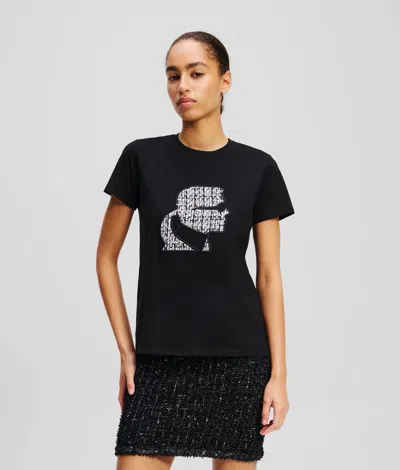 Karl Lagerfeld Bouclé Karl Kameo T-shirt In Black