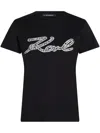 Karl Lagerfeld Woman T-shirt Black Size L Organic Cotton In Black