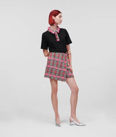 Karl Lagerfeld Bouclé Mini Skirt In Pink