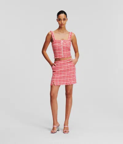 Karl Lagerfeld Bouclé Mini Skirt In Pink
