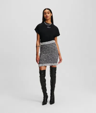 Karl Lagerfeld Bouclé Pencil Skirt In Black