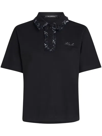 KARL LAGERFELD BOUCLÉ POLO SHIRT