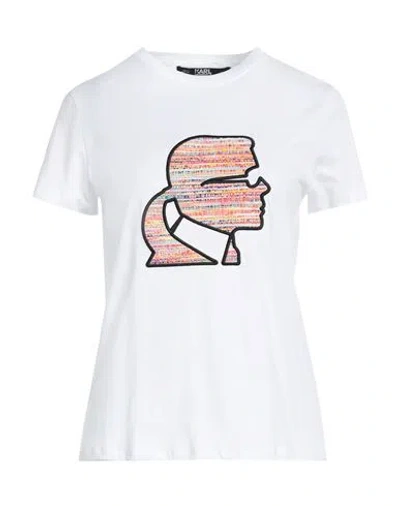 Karl Lagerfeld Boucle Profile T-shirt Woman T-shirt White Size S Organic Cotton