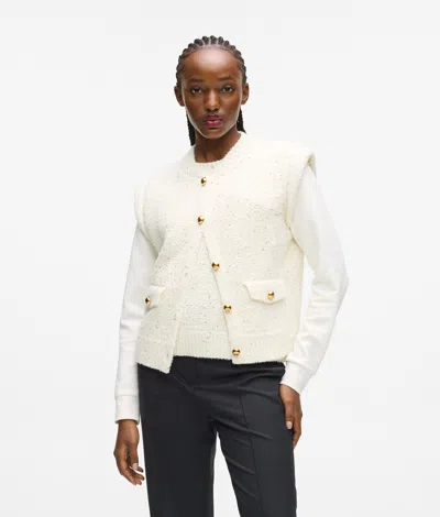 Karl Lagerfeld Bouclé Vest In Neutral