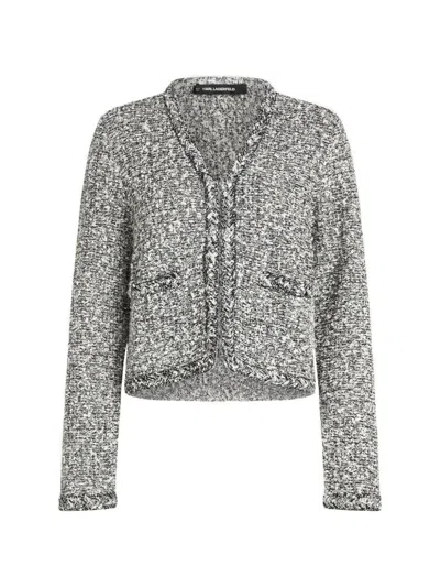 Karl Lagerfeld Cardigan Aus Boucle-strick In Gray