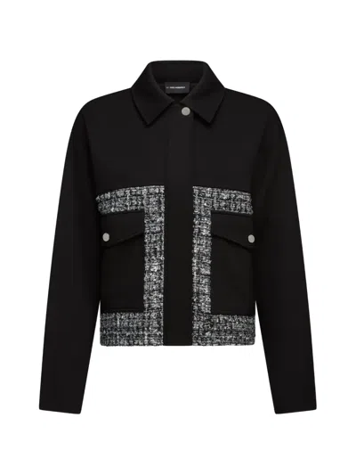 Karl Lagerfeld Bouclé-panel Jacket In Black