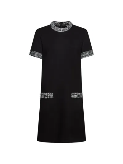 Karl Lagerfeld Bouclé-trim T-shirt Mini Dress In Black