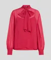 Karl Lagerfeld Bow Blouse In Red