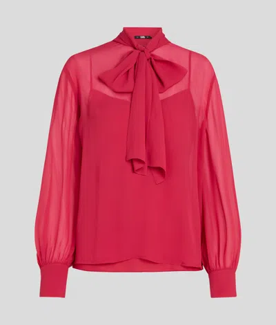 Karl Lagerfeld Bow Blouse In Red