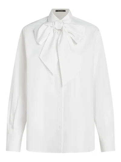 Karl Lagerfeld Bow Cotton Blouse In White