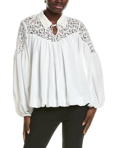 Karl Lagerfeld Bow Lace Blouse In White