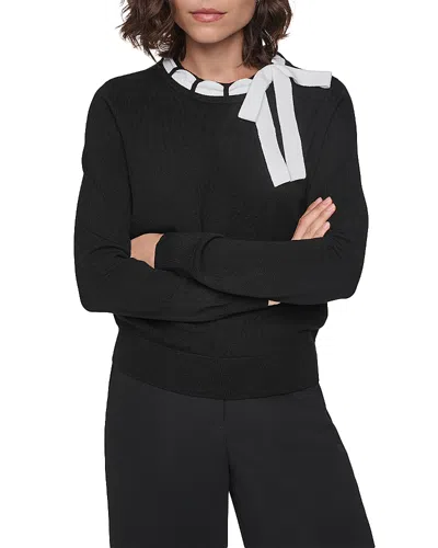 Karl Lagerfeld Bow Neck Sweater In Black