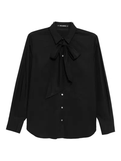 Karl Lagerfeld Bow Poplin Shirt In Black