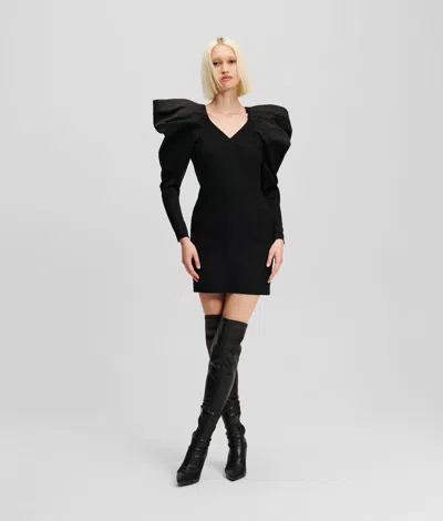 Karl Lagerfeld Bow-sleeve Mini Dress In Black