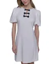 Karl Lagerfeld Bow Trim Dress In Soft White/black