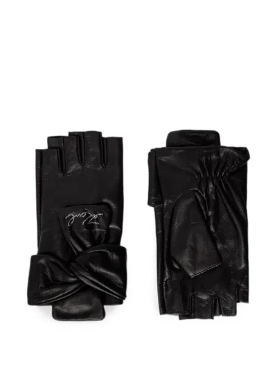 Karl Lagerfeld Bow-detail Fingerless Gloves In Black