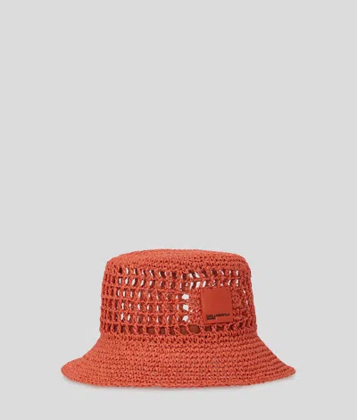 Karl Lagerfeld Box Logo Raffia Bucket Hat