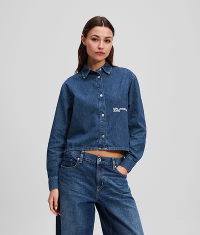 Karl Lagerfeld Boxy Denim Shirt In Blue