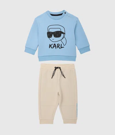 Karl Lagerfeld Kids' Boys Ikon Karl Sweatsuit Set In Blue