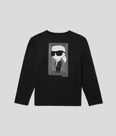 Karl Lagerfeld Kids' Boys Ikon Long-sleeved T-shirt In Black