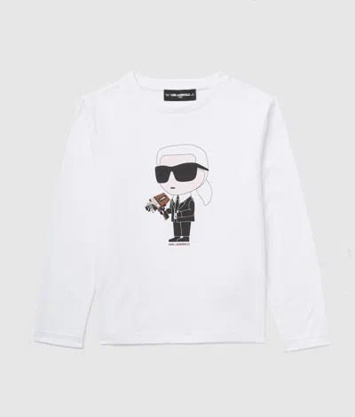 Karl Lagerfeld Boys Ikon Long-sleeved T-shirt In White