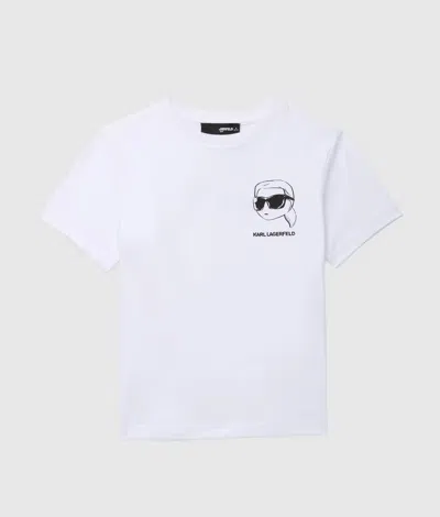 Karl Lagerfeld Boys Ikon Outline T-shirt In White