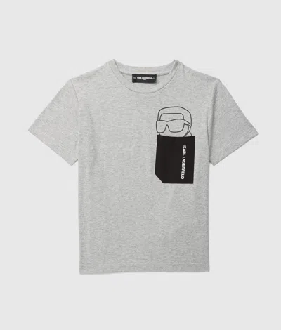 Karl Lagerfeld Boys Ikon Pocket T-shirt In Gray